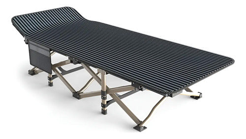 Catre Plegable Para Camping Con Bolso De Transporte Metálico Negro