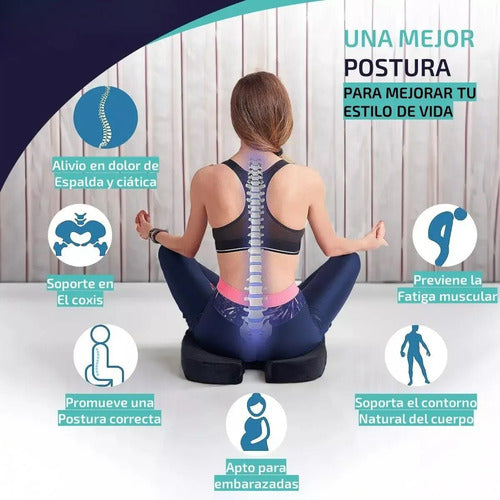Almohadon Cojin Viscoelastico Lumbar Para Asiento Noobe Blanco/celeste No
