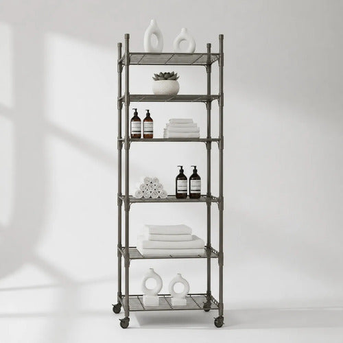 Estante Organizador 6 Niveles Para Baño Y Cocina Resistente Negro