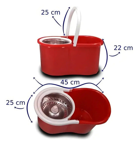 Mopa Giratoria 360 Con Balde Escurridor Acero Inox + 2 Paños A Disponibilidad