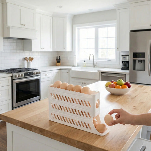 Huevera Organizador Con Dispensador De Huevos 4 Niveles