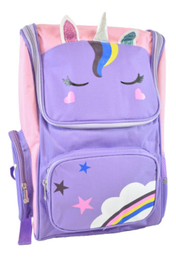 Mochila Escolar De Unicornio Rosa 16 Pulgadas 40x27x13cm.