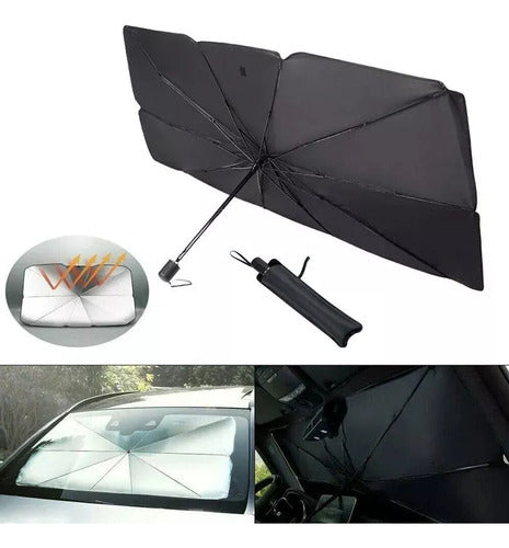 Parasol De Auto Parabrisas Forma De Paraguas Sol Portatil