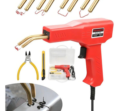 Soldadoras De Plásticos 50w + Grampas+ Herramientas+ Maletín Rojo