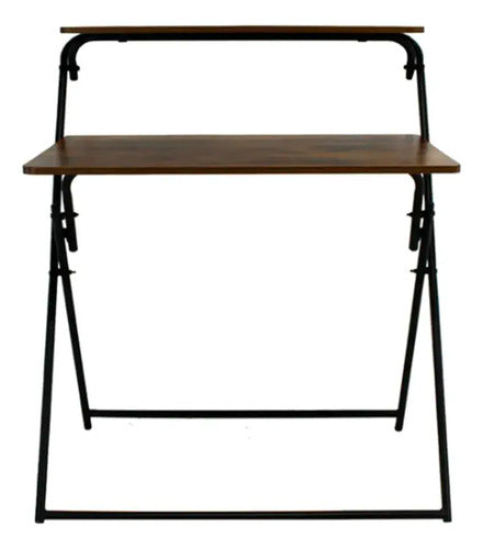 Escritorio Plegable 2 Pisos Mdf Y Metal Fácil Guardado A Disponibilidad