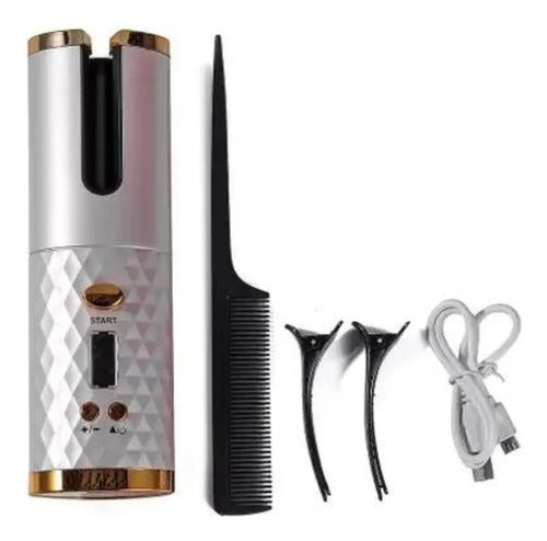 Rizador De Pelo Automático Cerámica Recargable 200 °c Blanco