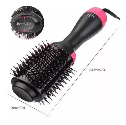 Cepillo Secador Alisador 3 En 1 Anti Frizz Voluminizador Plateado