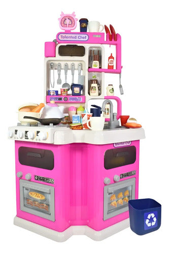 Cocina Interactiva Con Luz Sonido Y Efectos Con 113 Piezas Rosa