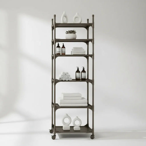 Estante Organizador 6 Niveles Para Baño Y Cocina Resistente Negro