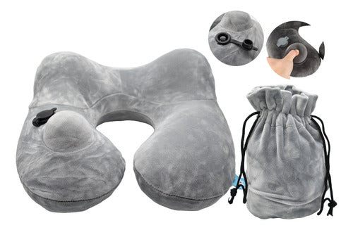 Almohada De Viaje Inflable En Funda 25x25x10cm