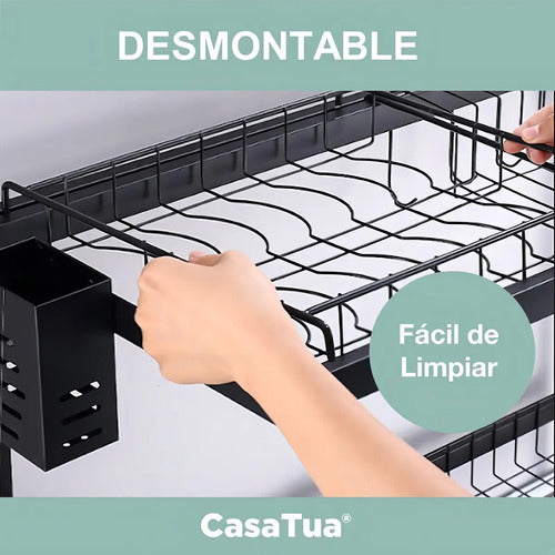Secaplatos Escurridor 85cm Sobre Lavaplato Acero Inoxidable Color Negro Mate
