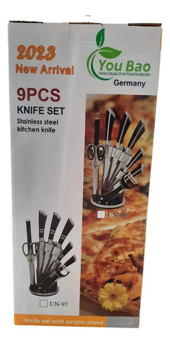 Juegos Cuchillos Cocina 9 Piezas Giratorio Acero Inoxidable Disponible