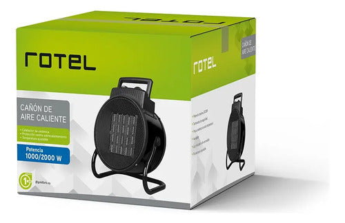Cañón De Aire Caliente Rotel 1000w-2000w Frío/calor 2 Niveles Negro