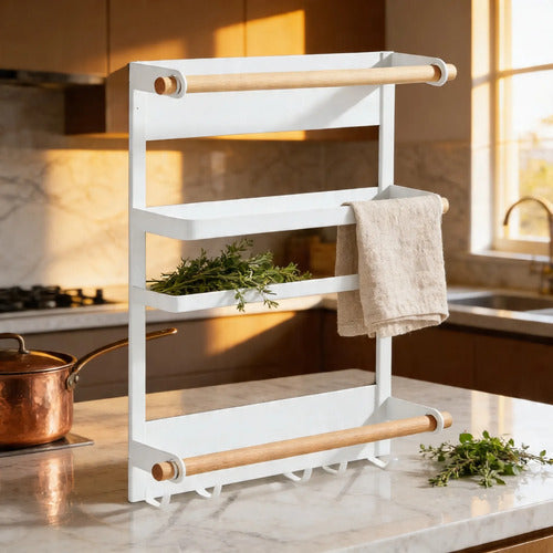 Estante Estanteria Organizador Magnetico Cocina Heladera Blanco