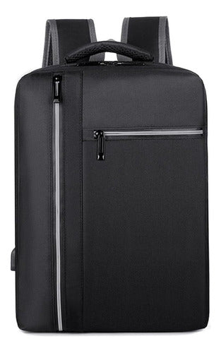 Mochila Multifunción Impermeable Con Puerto Usb Negro