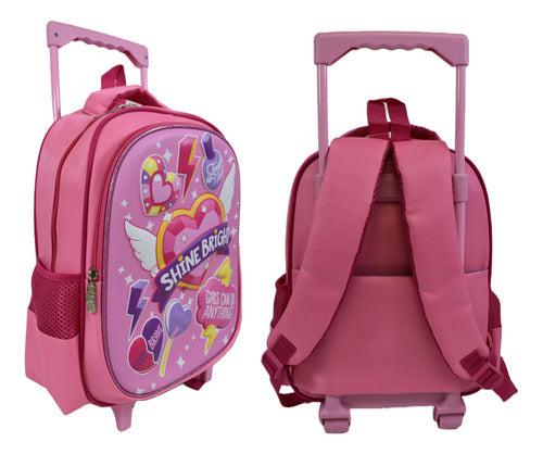Mochila Infantil Con Carrito Varios Diseños 39 X 24 X 12 Cm
