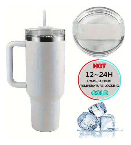 Vaso Termico Extra Grande Buffer 1.2l Doble Tapa + Bombilla