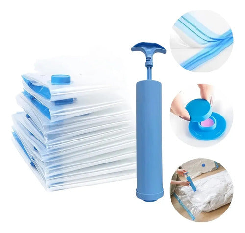 Bolsas Envase Al Vacío Reutilizables Viaje Pack X20 + Bomba