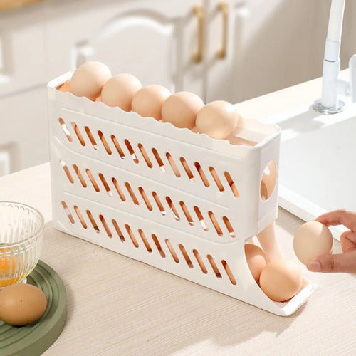 Huevera Organizador Con Dispensador De Huevos 4 Niveles