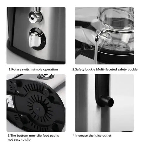 Juguera Extractor De Jugo Natural Acero Inoxidable Negro