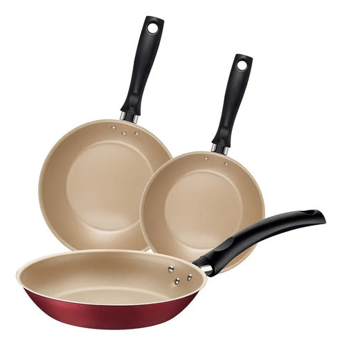 Sartenes 3pz. 16/20/24cm Turim Rojo Tramontina Rojo