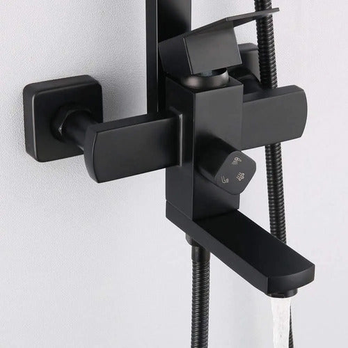 Duchero Barral Exterior Monocomando Baño Moderno Negro Negro