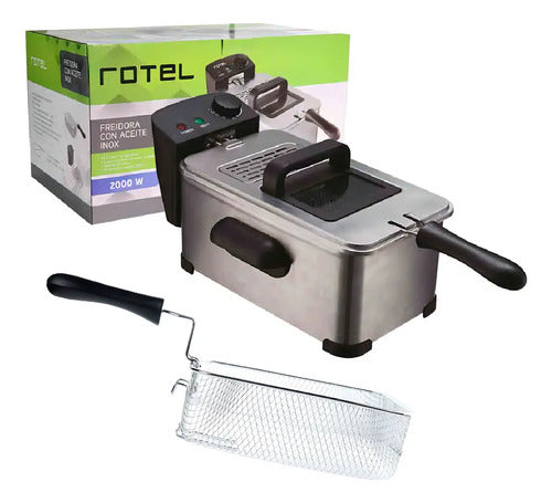 Freidora Con Aceite 2000w Rotel Acero Inox Color Gris