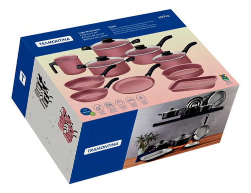 Juego De Batería De Cocina Tramontina 10 Piezas Linz Rosa