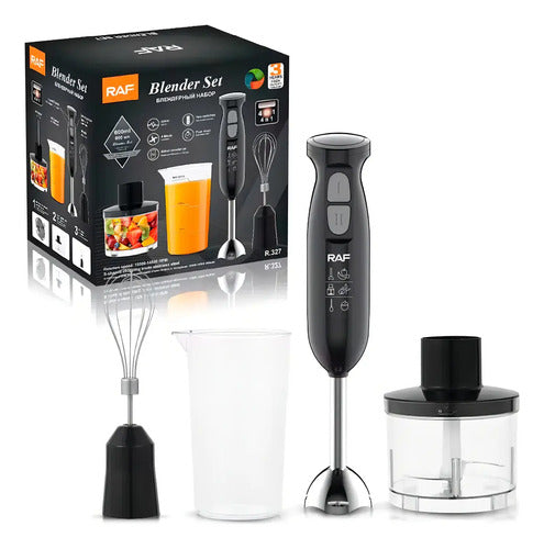 Mixer Raf Negro 4 En 1 Acero Inoxidable Picador Batidor Vaso Medidor