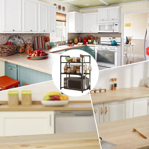 Organizador Rack Microondas Sobre Mesada Estante Cocina Negro