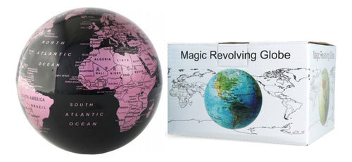 Globo Terráqueo Giratorio Negro Con Luz 14cm