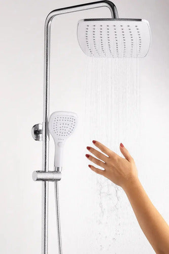 Barral Columna Ducha Acero Inox Cuadrada C/teléfono