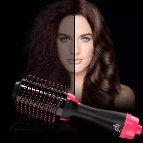 Cepillo Secador Alisador 3 En 1 Anti Frizz Voluminizador Plateado