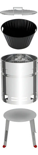 Grill A Carbón Asador Tcp 400 Acero Inoxidable Tramontina Color Cromo Brillante