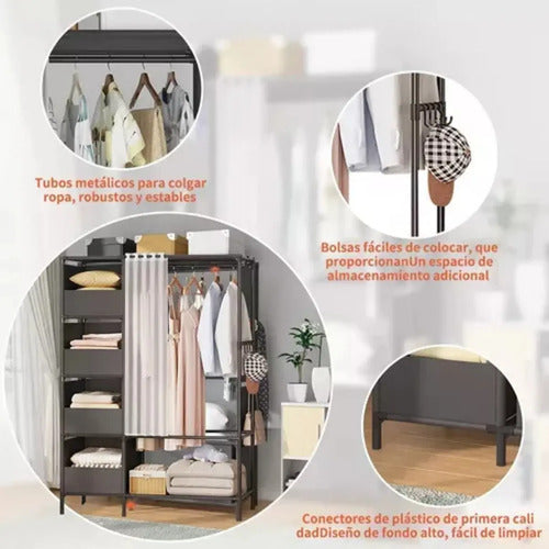 Organizador Multifuncional Ropero Con Perchero Y Cajones