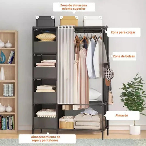 Organizador Multifuncional Ropero Con Perchero Y Cajones