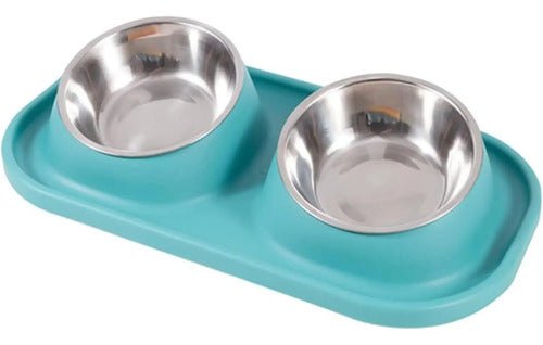 Plato Comedero Bebedero Mascotas Acero Antideslizante Perros