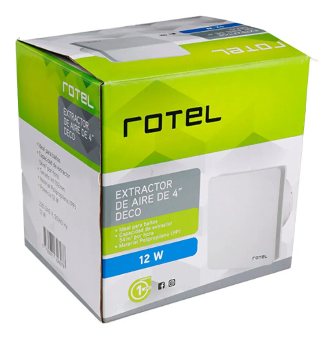Extractor De Aire Para Ba¤o 4 Deco Potencia 12w Rotel