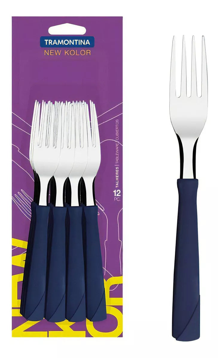 Tenedor Mesa Tramontina Mango Plastico New Kolor X 12 Unidad