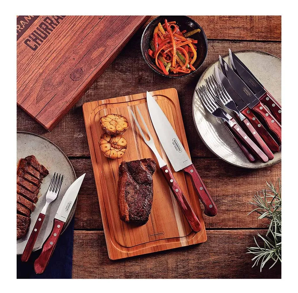 Juego P/asado 15pz. Polywood Rojo Tramontina 21198/770
