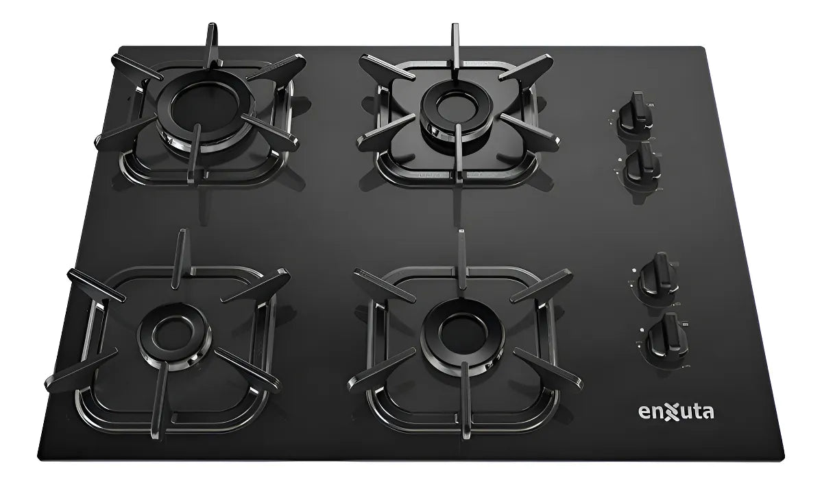 Anafe De Empotrar A Gas En Vidrio Negro Aenxv2742ng Enxuta - Negro