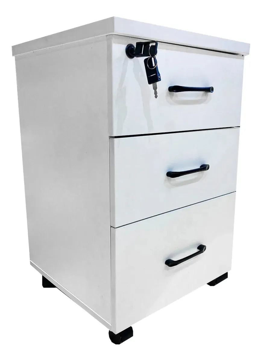 Cajonera Con Llave De Madera Melaminico X3 Cajones