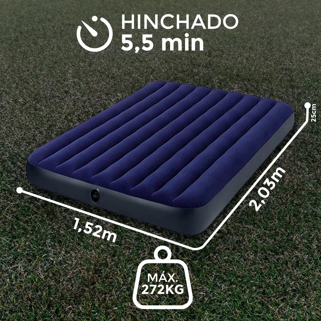 Colchon Inflable 2plaza +inflador+almohada Lh-3251