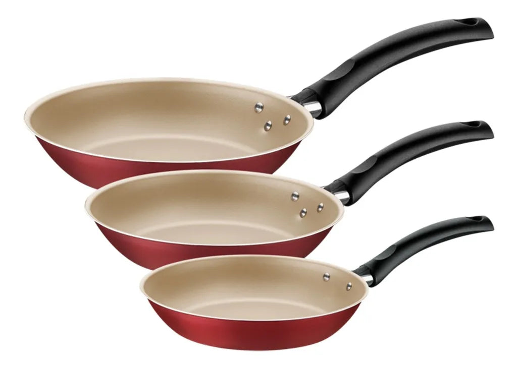 Sartenes 3pz. 16/20/24cm Turim Rojo Tramontina