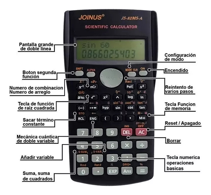Calculadora Cient¡fica Joinus 240 Funciones Tapa Protectora
