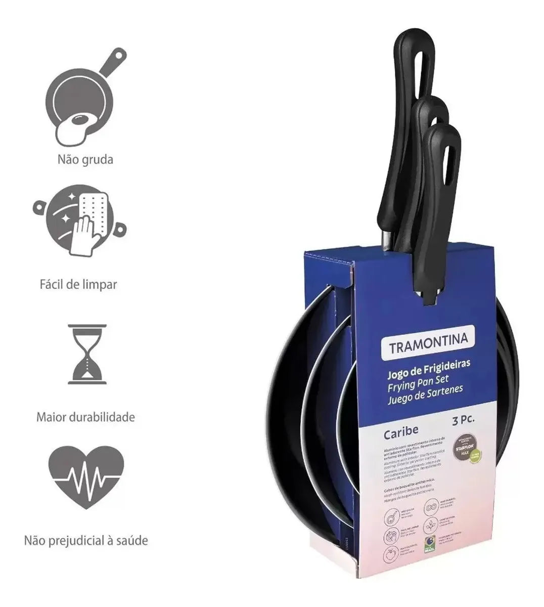Juego De Sartenes Rojas Tramontina Caribe De 3 Piezas