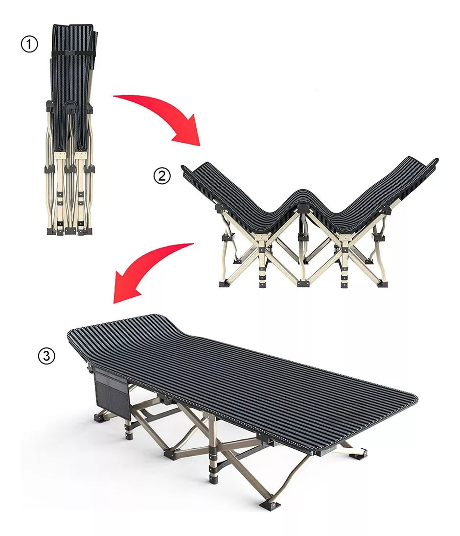 Catre Cama Plegable Met lico Con Bolso P/ Camping