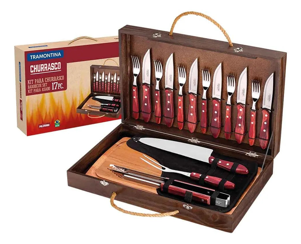Juego P/asado Con Tabla Y Caja 17pz. Tramontina 21198/766