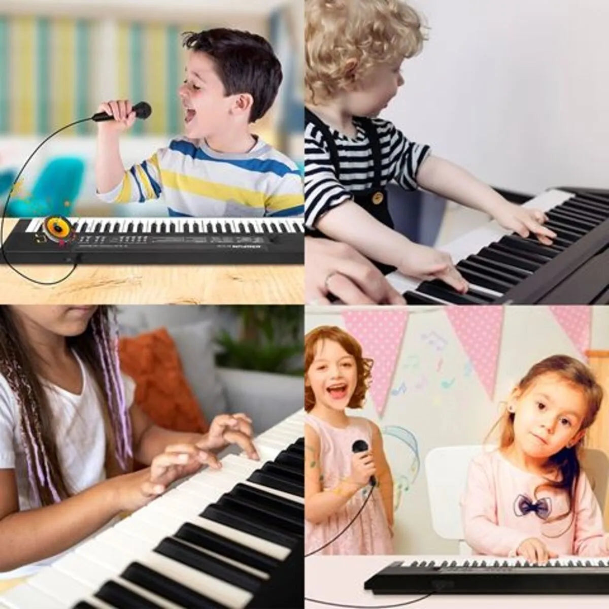 Órgano Con Micrófono 61 Teclas A Pilas Y Entrada De Adaptado