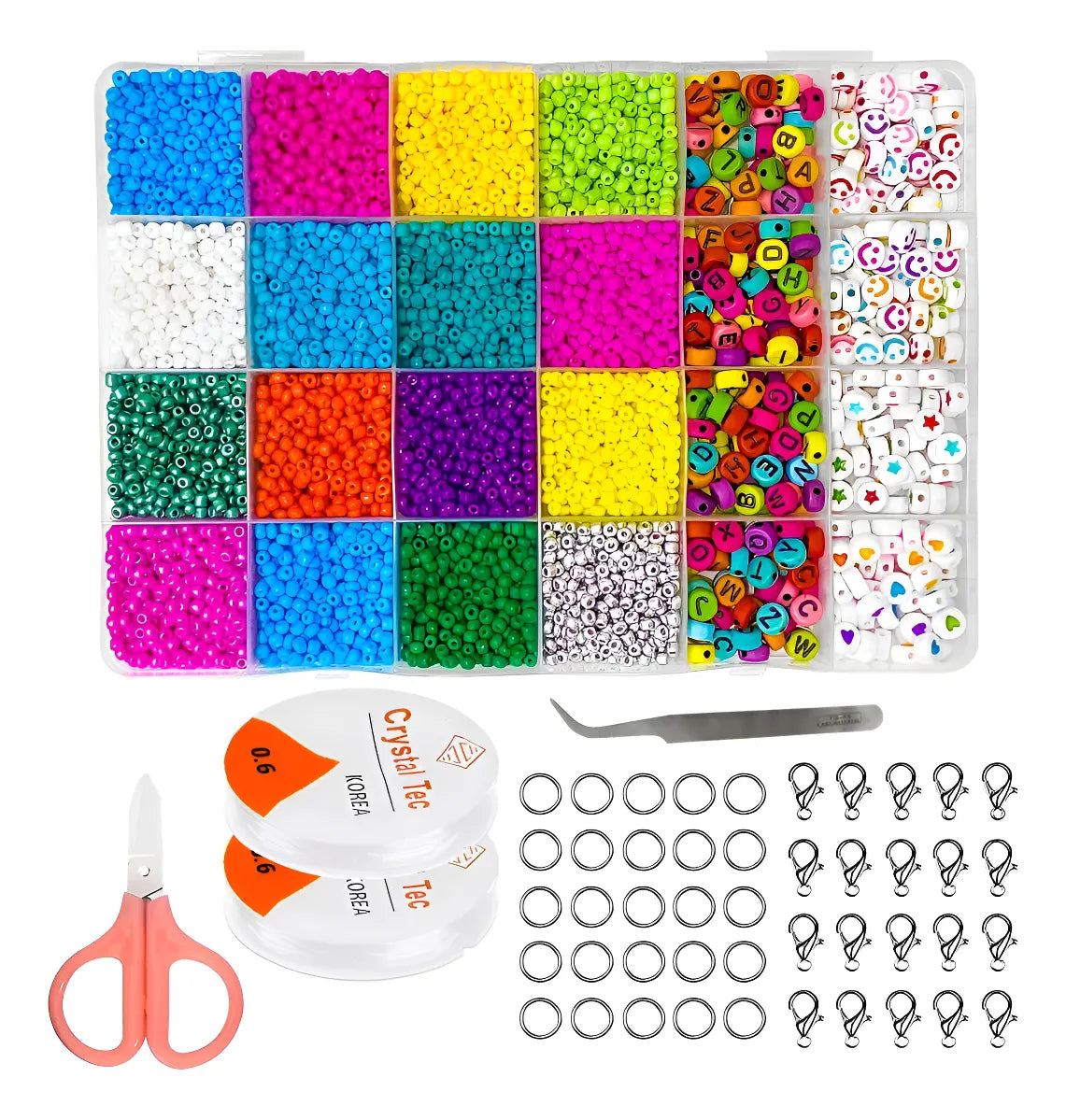Kit 16 Colores Cuentas Para Crear Pulseras Con Estuche